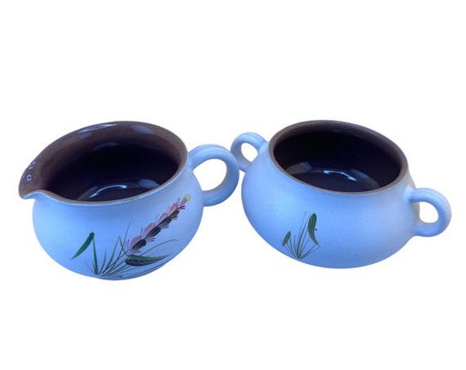 Mid-Century Pottery Denby Harvest Stoneware Sugar Bowl and Creamer Set