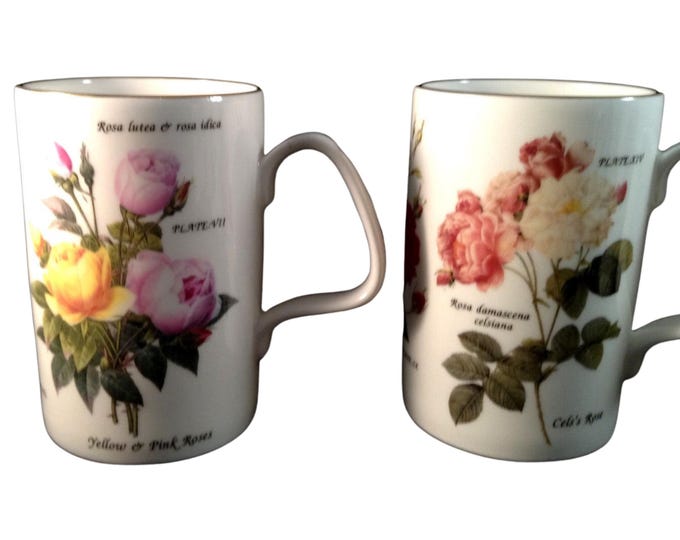Crown Staffordshire Floral Bone China Mugs – Rose Collection Set