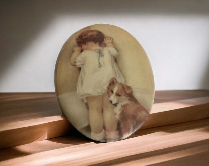 Vintage Bessie Pease Gutmann Porcelain Plaque: "In Disgrace" Nursery Art