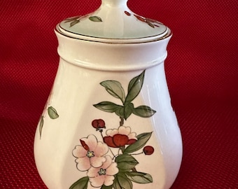 Hand Painted Royal Worcester Palissy Floral  Biscuit Jar