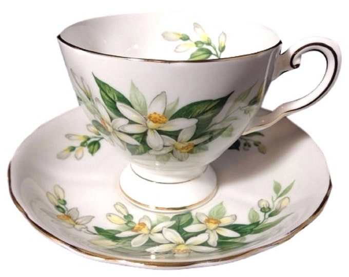 Royal Tuscan Fine Bone China Cup and Saucer Set | Orange Blossoms | Bridal Flower