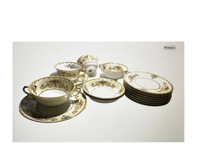 Dinnerware Set, Noritake Collector China, Gilded Rim, ivory, 18 Piece