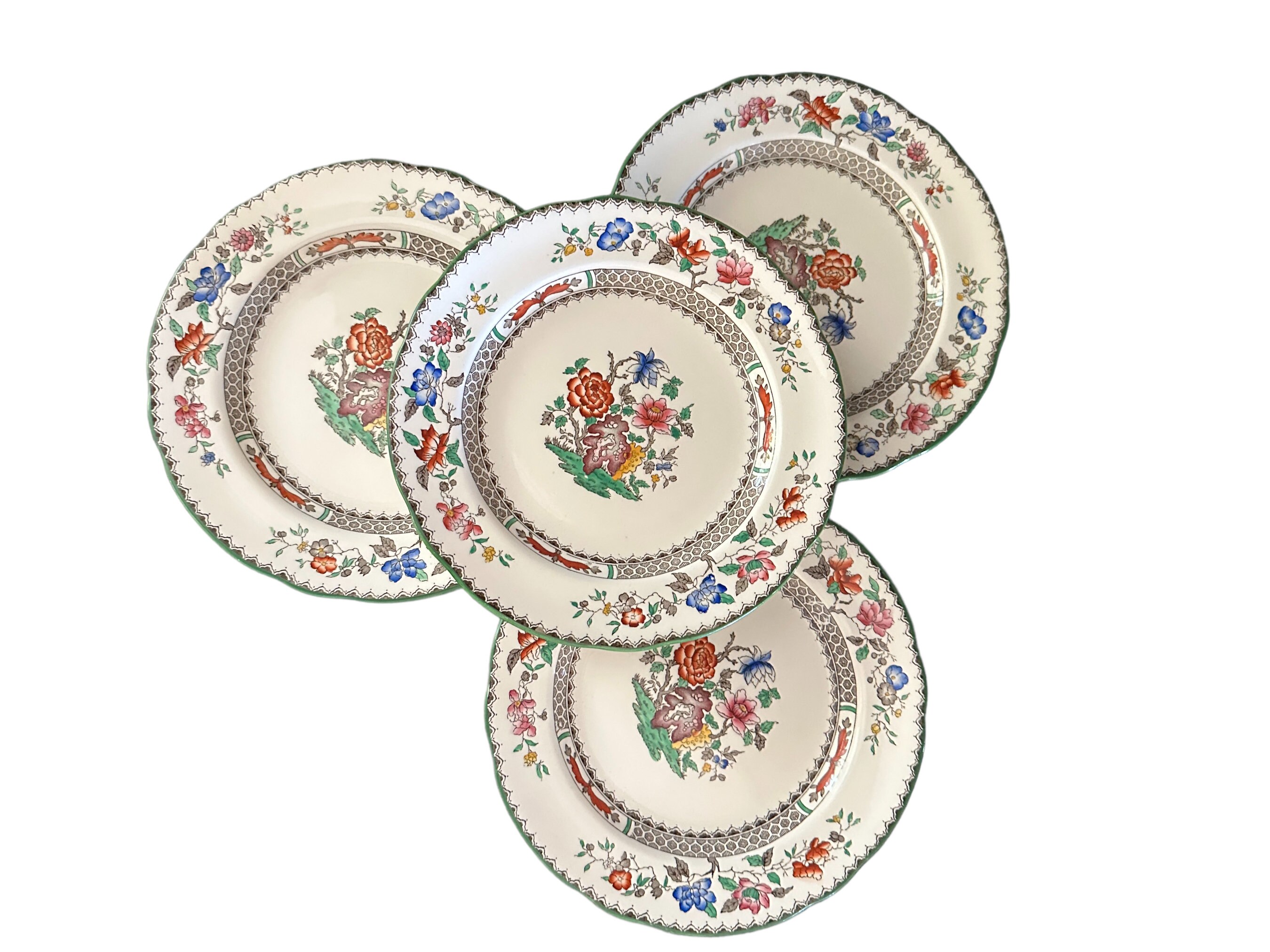 美品】1900年代初期 スポード コープランド アジアンフラワー スープ皿