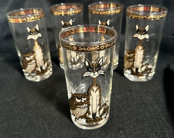 Gift For Her | Culver Glassware | The Owl and Pussycat | Highball Mid Century Glasses