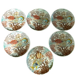 Ceramic Marine Life Coaster Set: Barbados Oceancore Coastal Decor