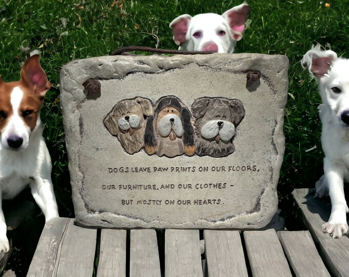 Dog Wall Hanging: Paw Prints On Our Hearts Plaque