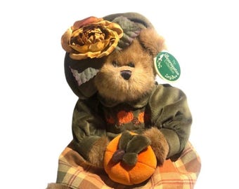 Bearington Bears Plush Teddy Bear: Fall Pumpkin Decor