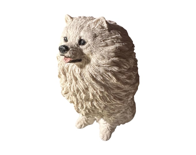 Italian Castagna Resin Dog Statue: American Eskimo Spritz Figurine