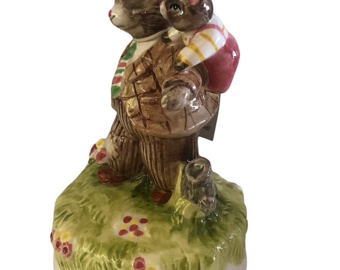 Schmid Vintage Beatrix Potter Mouse Music Box - "Oh My Papa"