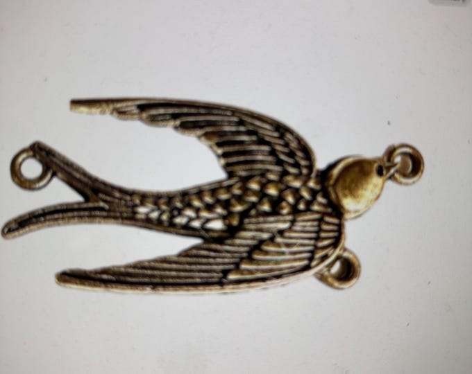Vintage Bird Findings Design Charms, Antique Brass Swallows Craft Supplies for Jewelry Making