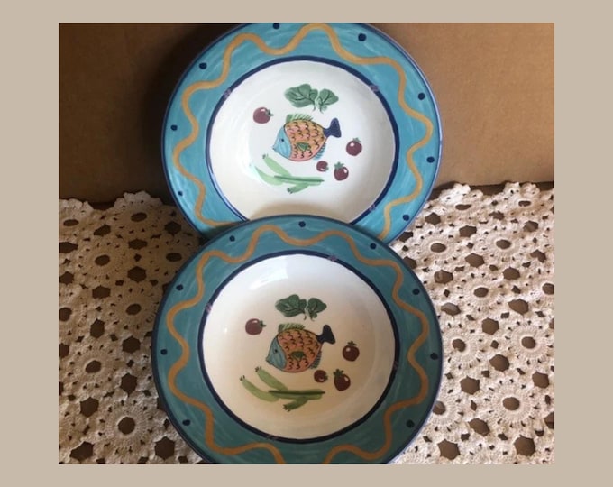 Mikasa Soup Bowls Set of 2  Ocean Collage - Elegant Ocean Core Dinnerware