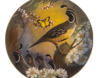 Vintage Game Bird Plate | Gambel Quail | Larry Toschik | May 1978