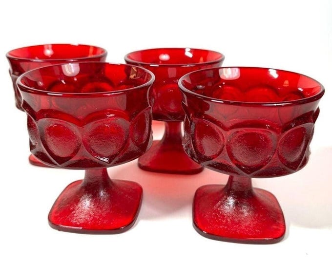Ruby Sorbet Cups - Set of 6 Dessert Goblets