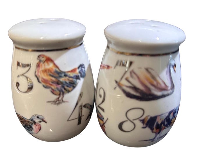 12 Days of Christmas Ceramic Salt and Pepper Shakers