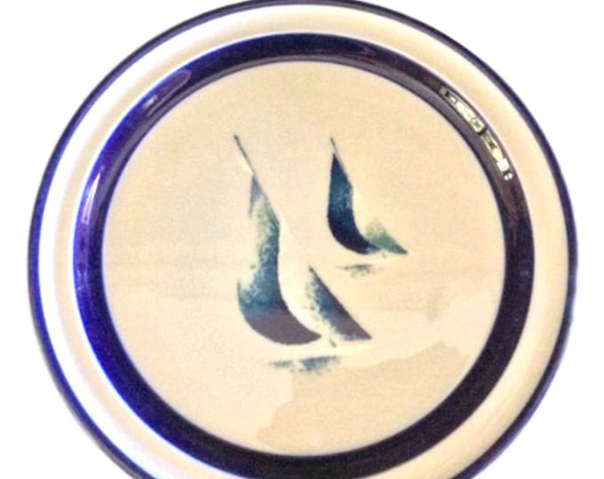 Noritake Running Free Stoneware Sailboat Salad Plates: Coastal Lake House Decor