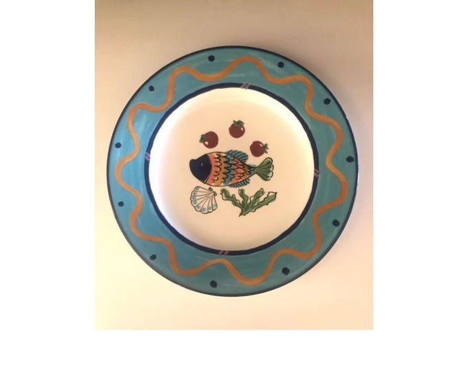 Mikasa Ocean Collage Fish Dinner Plate Set of 2 | Beach House, Nautical, Seaside Decor