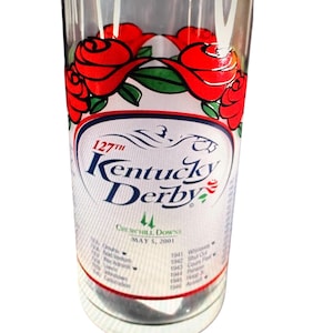 Set of 4 Official Kentucky Derby Collection | Churchill Downs 2001 | 127th Horse Racing Glasses with Red Roses By Aramark