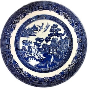 Blue Willow-borden, Johnson Brothers Ironstone, vintage keukengerei