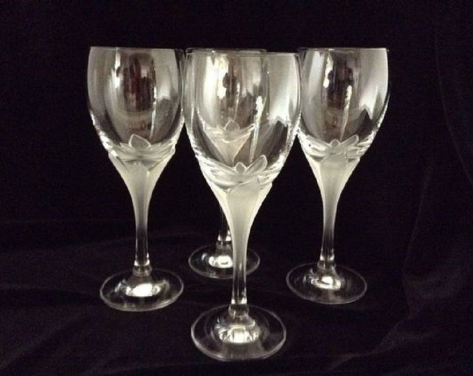 Mikasa Wine Glasses Frosted Crystal Goblets Mikasa Blown Etsy