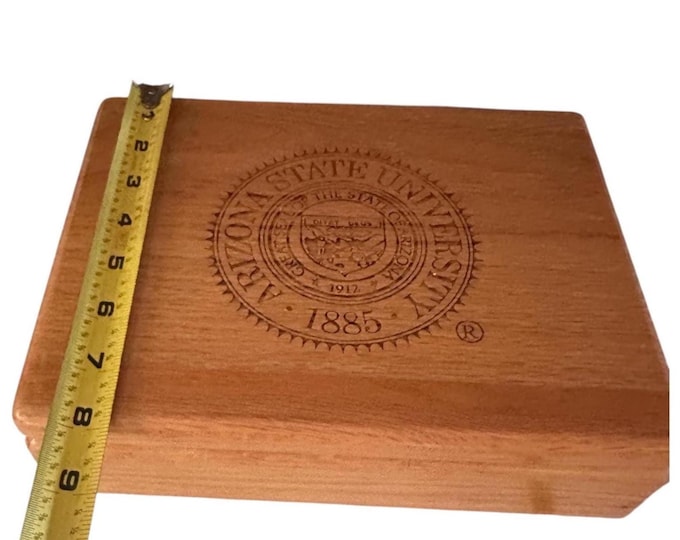 Vintage ASU Sun Devils Oak Jewelry Box: Arizona State University Keepsake