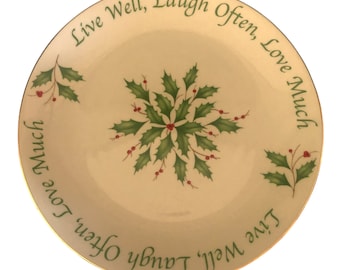 Lenox China Holiday Plate "Live Well, Laugh Often, Love Much"
