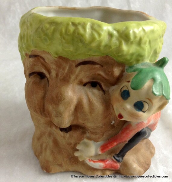 1950年代ビンテージ物 妖精エルフのクリスマス置物プランター Vintage 1950s Pixie Elf Figurine: Mid-century Japan