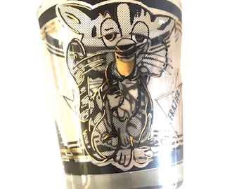 Vintage Libbey Frazier Cat Whisky Glas: 1980er Jahre Geätzter Becher