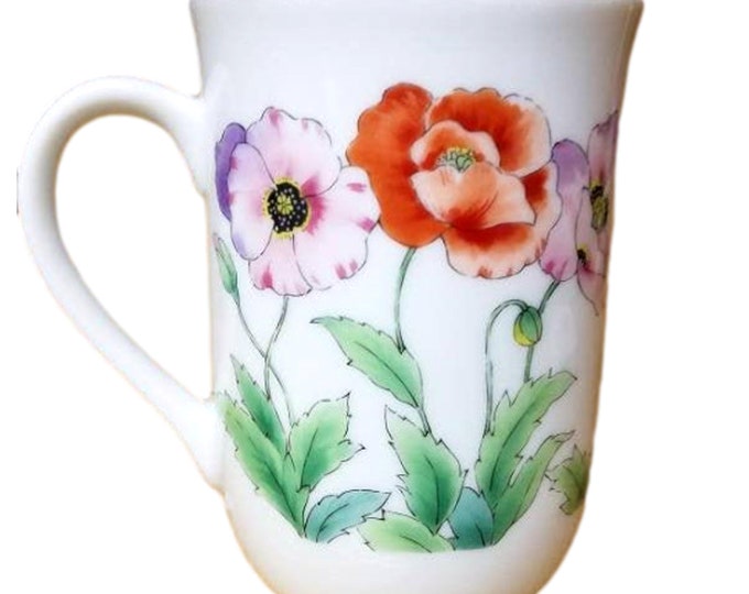 Otagiri Coffee Mug | Poppies Cup | Kimiko Okida Japan | Vintage Coffee Cup