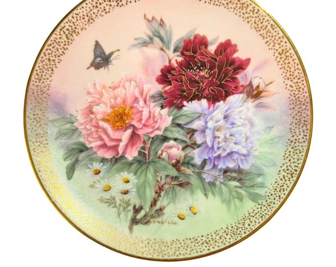 Lena Liu Peony Prelude Wall Plate Decor | Fine China Porcelain with COA