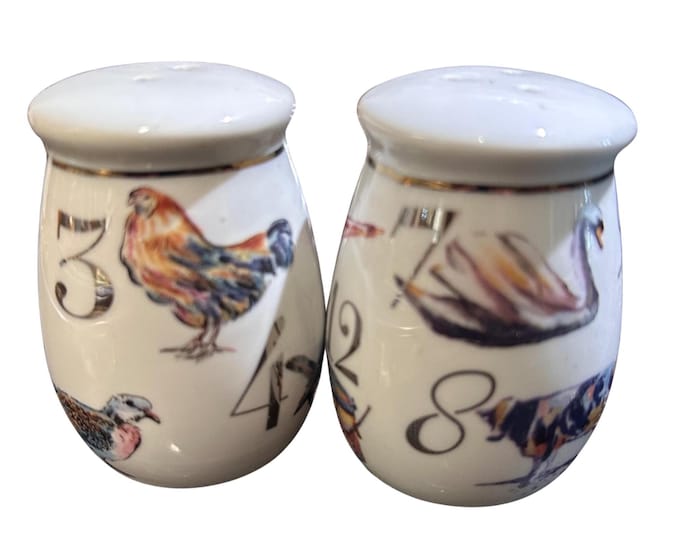 12 Days of Christmas Ceramic Salt and Pepper Shakers
