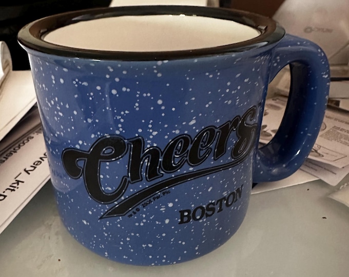 Cheers Boston 14oz. Blue Speckled Stoneware Coffee Mug