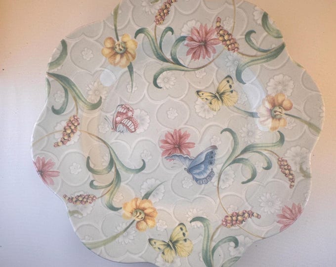 Spode Exotic Garden Salad Plates (Set of 2): Floral Daisies & Scalloped Edges