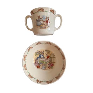 Set di tazze e ciotole Vintage Bunnykins: Royal Doulton Bone China