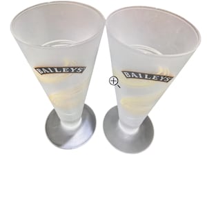 Bailey&#39;s Irish Cream Glassware Frosted Glasses Set of 2, 7&quot; Tall Footed Vodka Glasses with Frosted Logo, Elegant Barware Gift