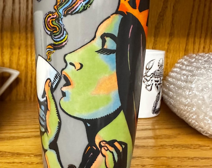 Psychedelic Art Siren Starbucks Porcelain Travel Tumbler with Lid, 25th Anniversary