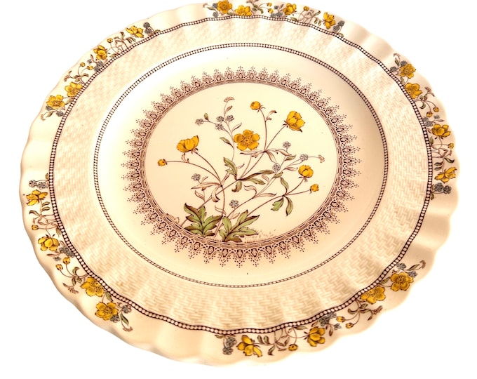 Vintage Copeland Spode Buttercup Pattern Salad Plate: Mid-Century Floral Earthenware