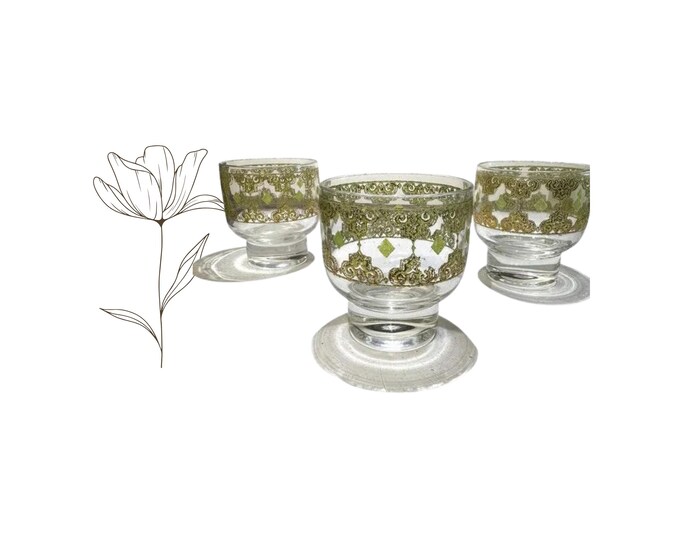 Vintage Culver Valencia Lowball Glasses: Mid-Century Modern Barware, Set of 3