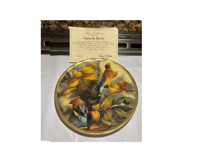 Lenox Cedar Waxwing Bird Porcelain Collector Plate | Among the Berries