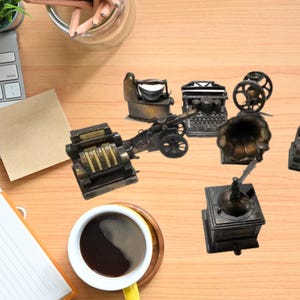 Vintage Miniature Die Cast Pencil Sharpener Collection: 8 Metal Collectibles