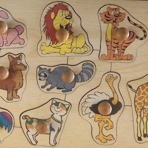 Vintage Wooden Animal Puzzle: Toddler Educational Toy