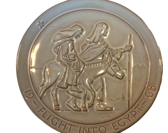 Vintage Frankoma Pottery Plate | Christmas Wall Hanging Plate | Flight Into Egypt