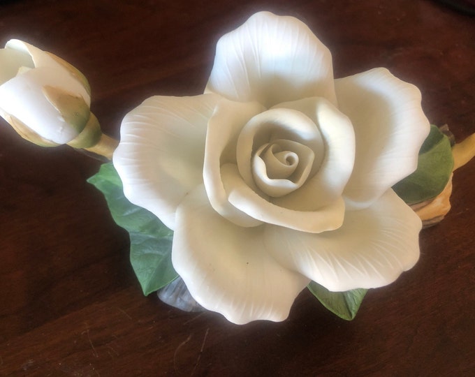 Andrea White Porcelain Rose Figurine: Elegant Home Decor Accent