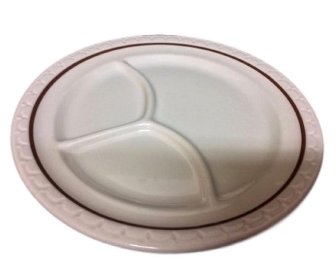 Syracuse China Divided Grill Diner Plate | Vintage Econo Rim Restaurant Ware