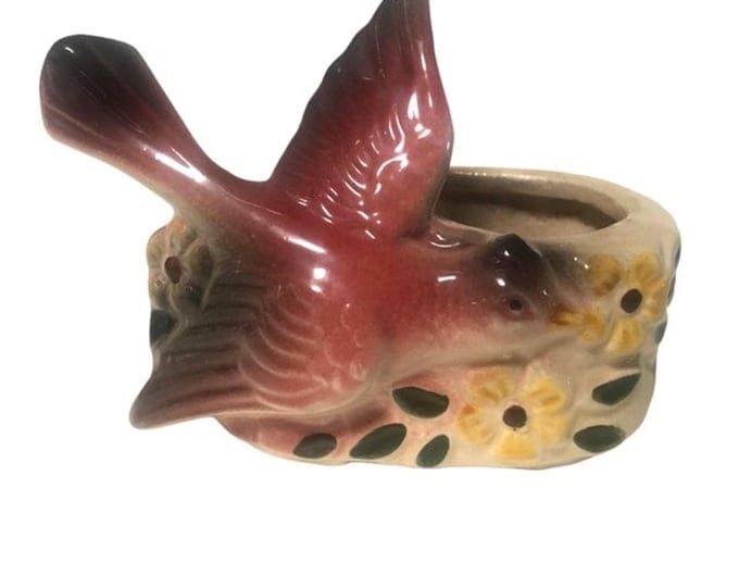 House Plant Decor Red Cardinal Ceramic Windowsill Planter Vase