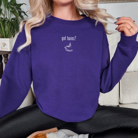 Got Twins Embroidered Crewneck Sweatshirt , Coffee Cup Design Parent Life Shirt| Funny exhausted parenting shirt, Mothers Day Gift
