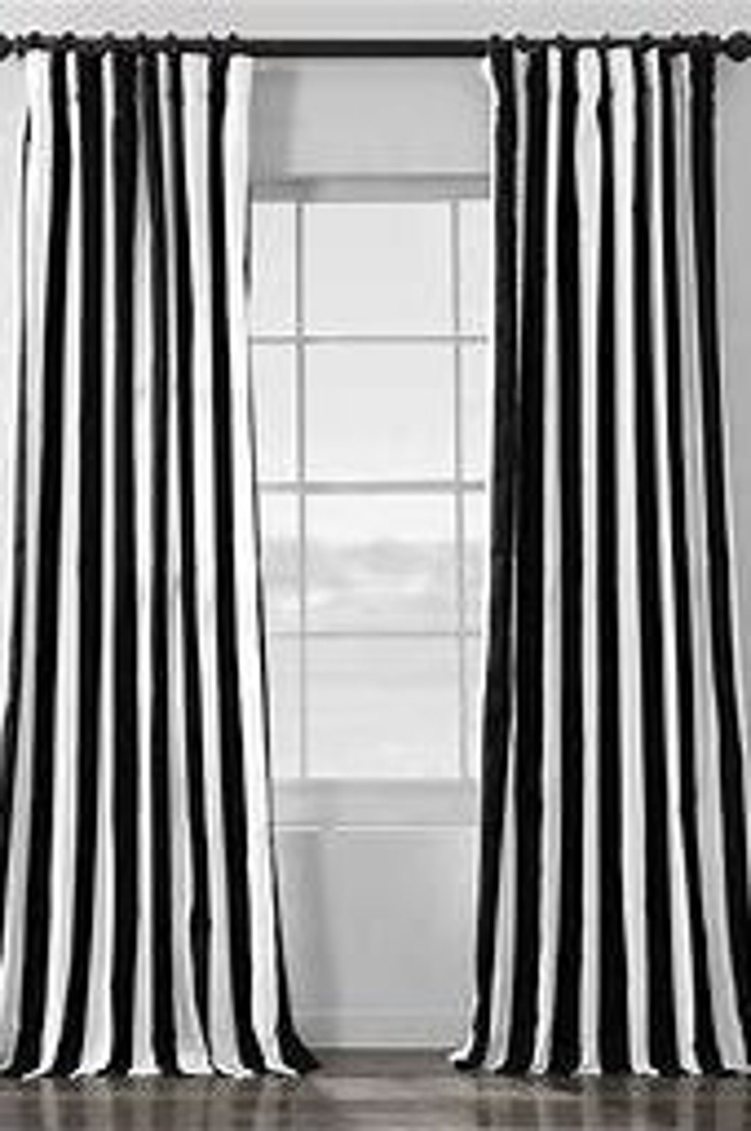 Black And White Striped Curtain