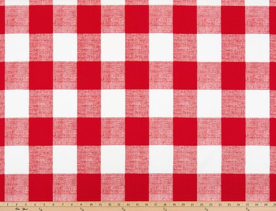 Red And White Buffalo Check Fabric By The Yard Home Decor Etsy