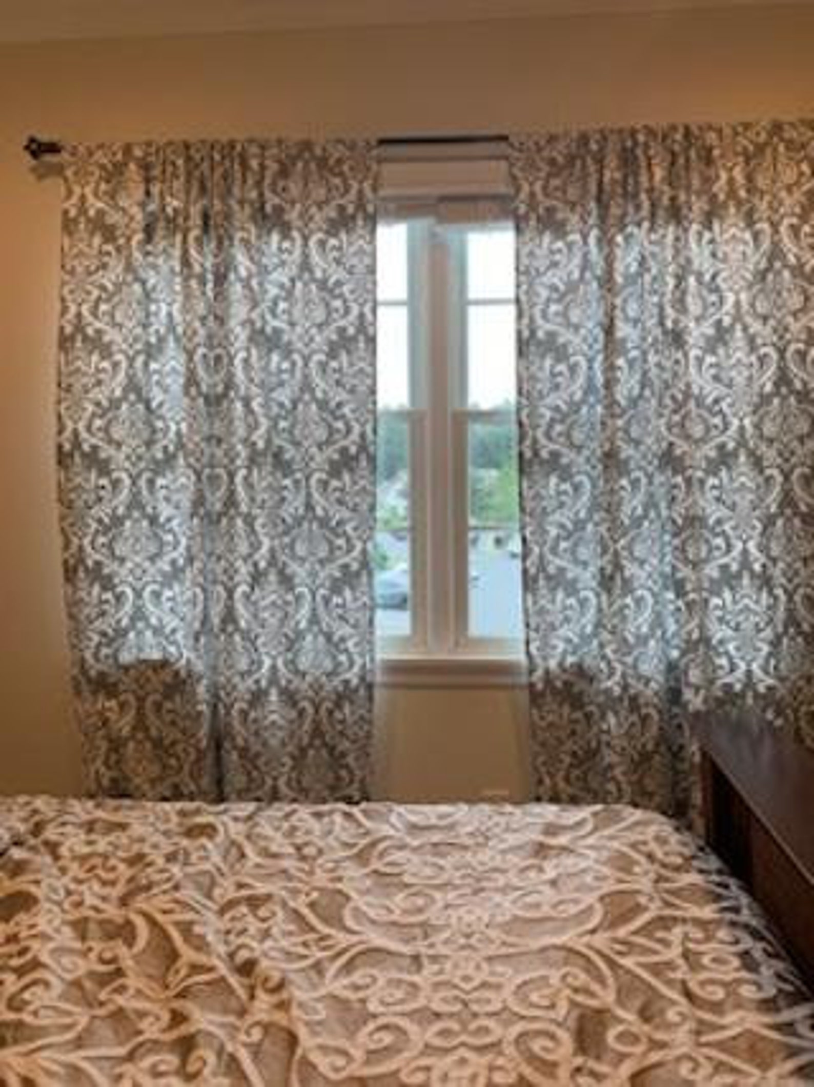 Gray and White Damask Curtains Etsy