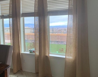Burlap Curtains: Natural Jute Window Treatments, 2 Panels