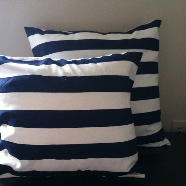 Striped Navy Pillow Etsy